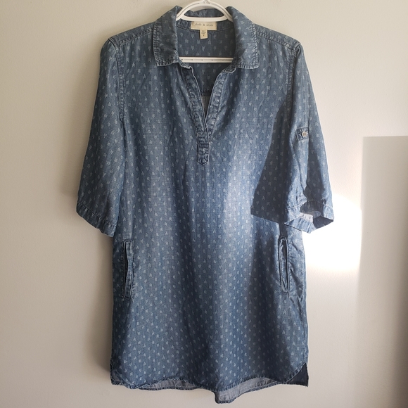Anthropologie Cloth & Stone Chambray Shirt Dress - Picture 2 of 10